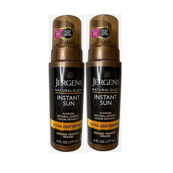 2 Pack Jergens Natural Glow Instant Sun Sunless Tanning Mousse Ultra Deep Bronze - Picture 1 of 1